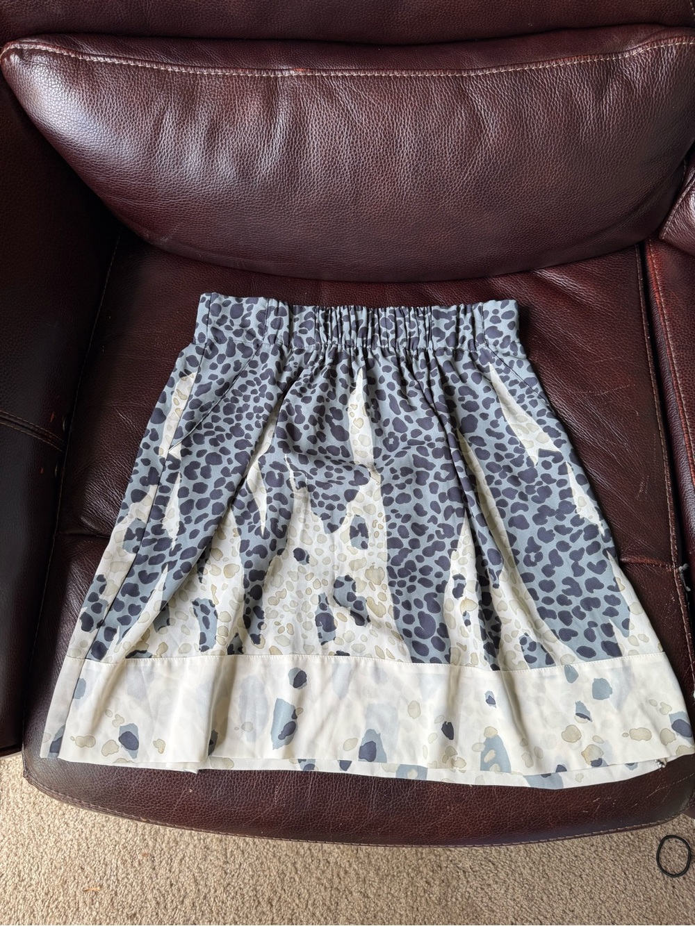 CAbi Blue and Cream Animal-Print A-Line Bella Skirt Sz Small
